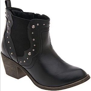 Lane Bryant Black Block Heel Studded Ankle Boots